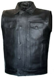 Mens Club SOA Style Removable Hoodie Motorcycle Concealed Carry Leather Vest