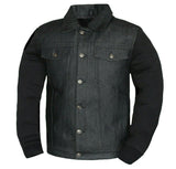 Mens Motorcycle Black Denim Concealed Carry Vest Removable Hoodie