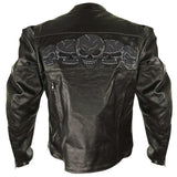 Reflective Skull Cowhide Biker Style Armored Motorcycle Jacket