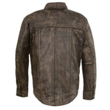 Mens Motorcycle Casual Brown Light Weight Shirt