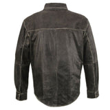 Mens Motorcycle Casual Light Weight Leather Shirt W/ Snaps