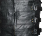 MEN'S MOTORCYCLE BLACK TACTICAL STYLE SWAT PREMIUM LEATHER VEST