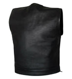 Mens Black Lowside Club Style Motorcycle Biker Concealed Carry Soft Leather Vest