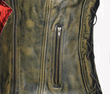 Ladies Side Laces Motorcycle Distressed Brown Leather Concealed Carry Vest