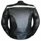 Men Black Reflective Motorcycle Biker Style Concealed Carry Leather Jacket