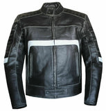 Men Black Reflective Motorcycle Biker Style Concealed Carry Leather Jacket