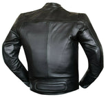 Mens Black Leather Biker Style Motorcycle Concealed Carry Jacket