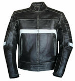 Men Black Reflective Motorcycle Biker Style Concealed Carry Leather Jacket