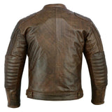 Mens Cruiser Motorcycle Style Armored Motorcycle Concealed Carry Leather Jacket