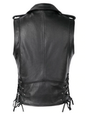 Men's Classic Laced Sleeveless Biker Style Vest Belted Motorcycle Leather Vest