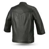 Mens Motorcycle Black Cowhide Leather Shirt Concealed Carry