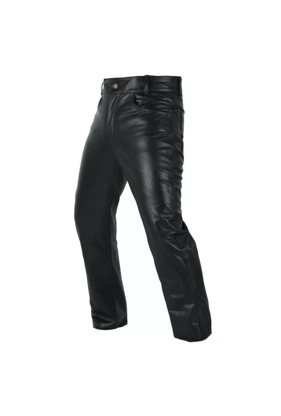 MEN FITTED RIDING BIKER MOTORCYCLE LEATHER PANTS