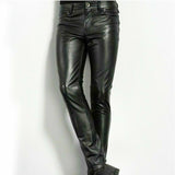 MEN CASUAL FITTED RIDING BIKER MOTORCYCLE LEATHER PANTS