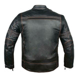 Mens Cruiser Style Premium Biker Style Cowhide Riding Motorcycle Leather Jacket