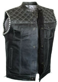 Mens Club Style Perforated US Eagle Liner Motorcycle Conceal Carry Leather Vest