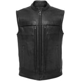 Men's Classic Zippered Biker Style Classic Motorcycle Leather Vest