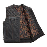 Hunt Club Men's Custom Side Laced Diamond Stitched Motorcycle Concealed Carry Leather Vest