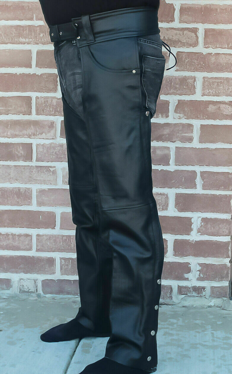 MEN RIDING BIKER MOTORCYCLE LEATHER CHAPS S-6XL – SUPER THROTTLE