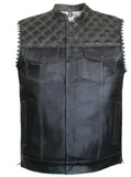 Mens Club Style Perforated US Eagle Liner Motorcycle Conceal Carry Leather Vest