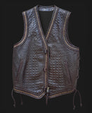 Gator Embossed Men's Motorcycle Concealed Carry Biker Leather Vest