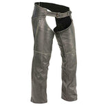 MEN DISTRESSED BLACK RIDING BIKER MOTORCYCLE LEATHER CHAPS S-6XL