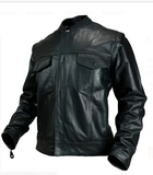 Men Motorcycle Removable Sleeves Vest Concealed Carry Biker Leather Jacket