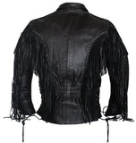 Ladies Fringes Motorcycle Leather Jacket Concealed Carry