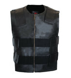 Men Tactical Bullet Proof Style Motorcycle Biker Concealed Carry Leather Vest