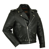 Mens Classic Cowhide Leather Biker Motorcycle Jacket Concealed Carry