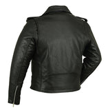 Mens Classic Cowhide Leather Biker Motorcycle Jacket Concealed Carry