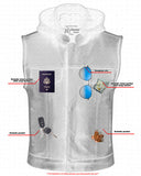 Mens Motorcycle Black Concealed Carry Club Vest W/ Removable Hoodie