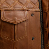 Mens Timber Solid Tan Motorcycle Biker Concealed Carry Leather Club Vest