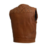 Mens Timber Solid Tan Motorcycle Biker Concealed Carry Leather Club Vest