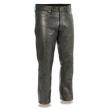 MEN CLASSIC 5 POCKETS RIDING BIKER JEAN STYLE MOTORCYCLE LEATHER PANTS