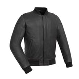 Men's Black Moto Bomber Style Motorcycle Leather Jacket (Copy)