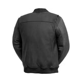 Men's Black Moto Bomber Style Motorcycle Leather Jacket (Copy)