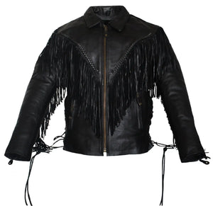 Ladies Fringes Motorcycle Leather Jacket Concealed Carry